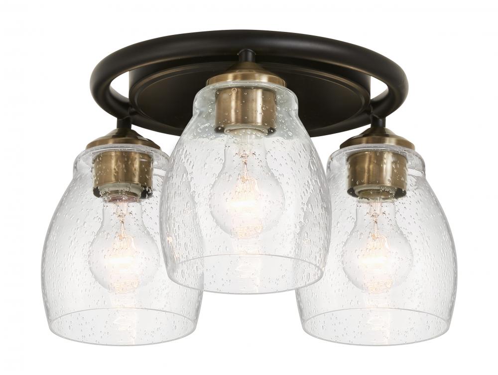 3 Light Flush Mount Fixture in Metal