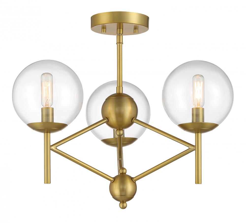 3 LIGHT SEMI FLUSH FIXTURE IN METAL