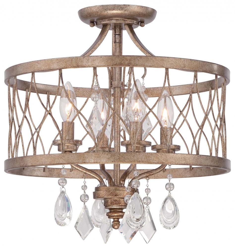 4 LIGHT MINI CHANDELIER (CONVERTIBLE TO SEMI FLUSH)