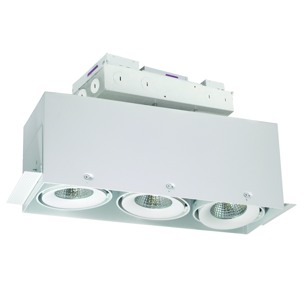 LED Trimless 3-Head MLS Housing, 30W / 2100lm per Head, 2700K, 16-Degrees Spot, White, 120-277V