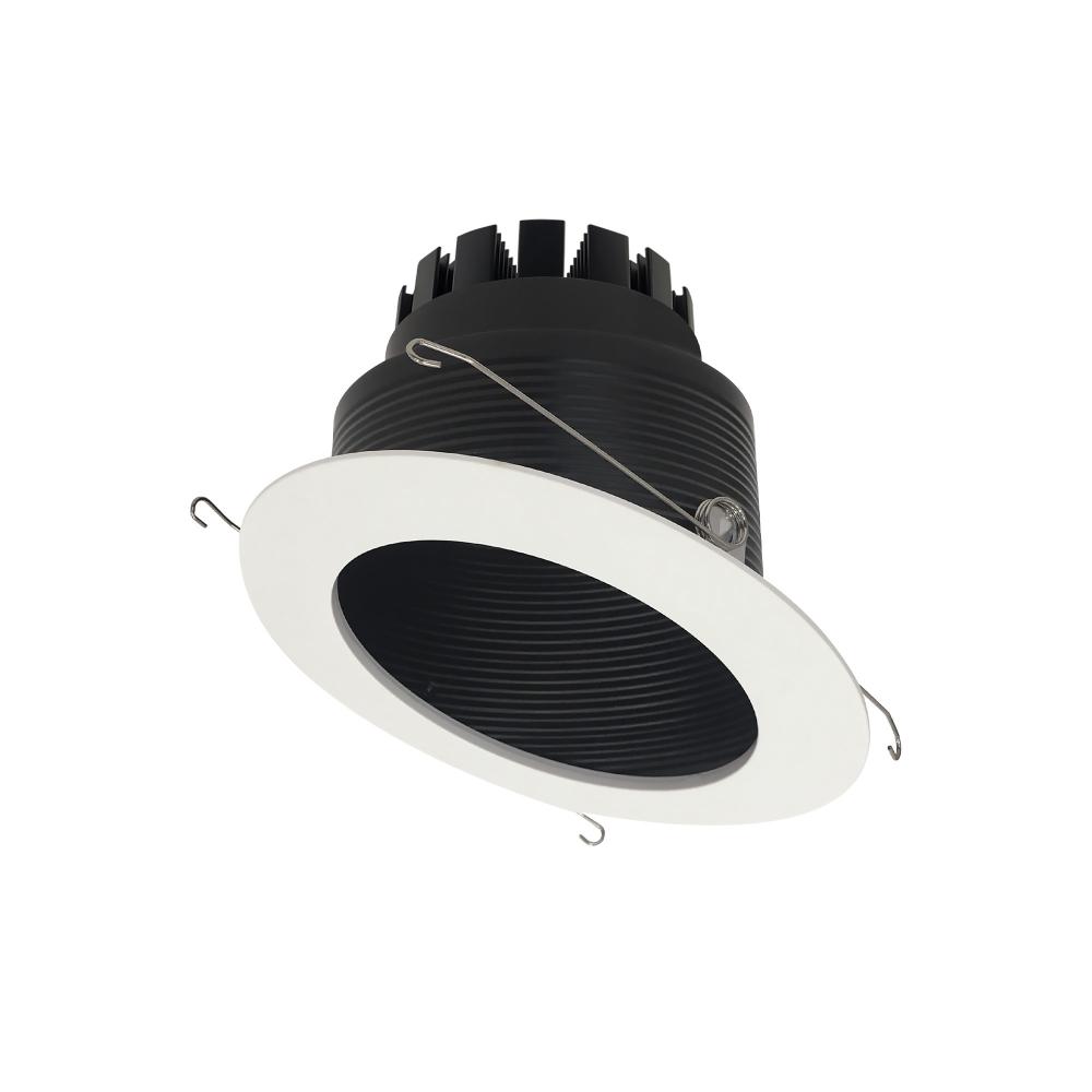 6" Marquise III Round Slope Baffle, 900lm, 3000K, Flood Optic, Black Baffle/White Flange