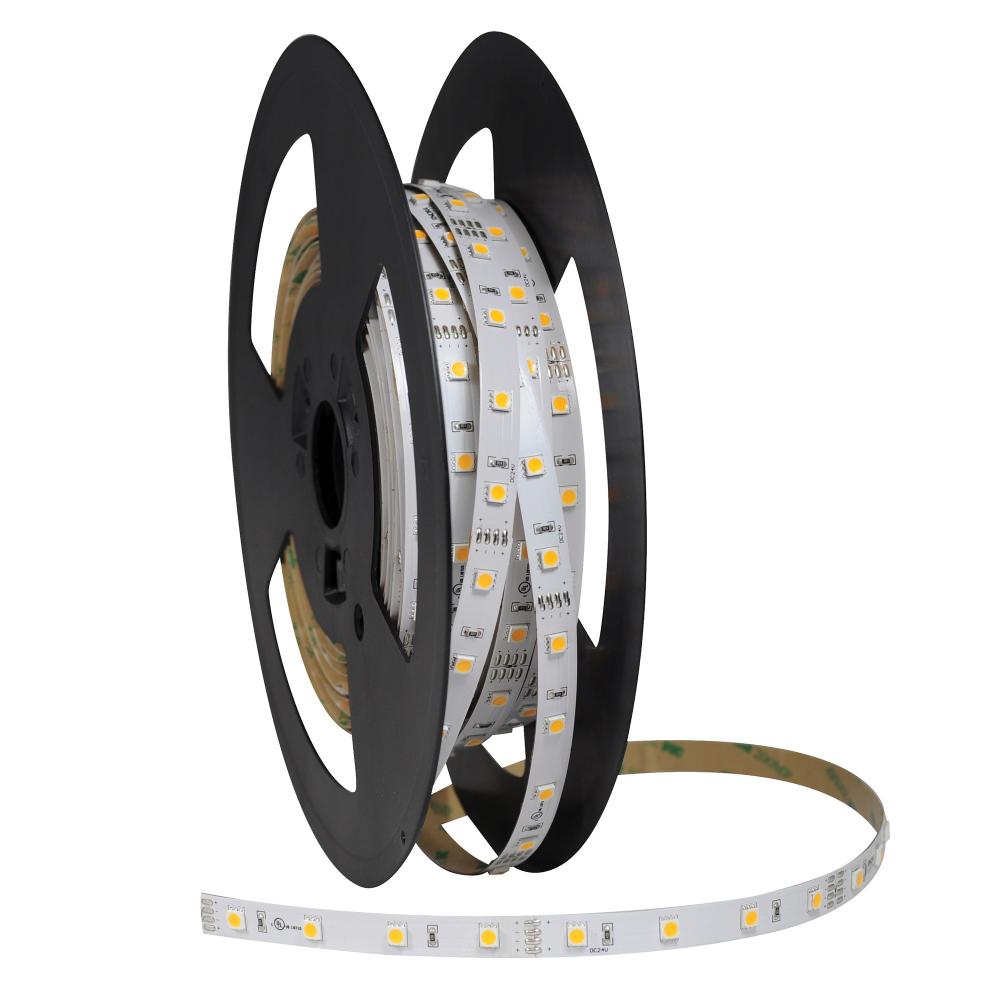 High Output 16' 24V Continuous LED Tape Light, 310lm / 4.3W per foot, 2700K, 90+ CRI