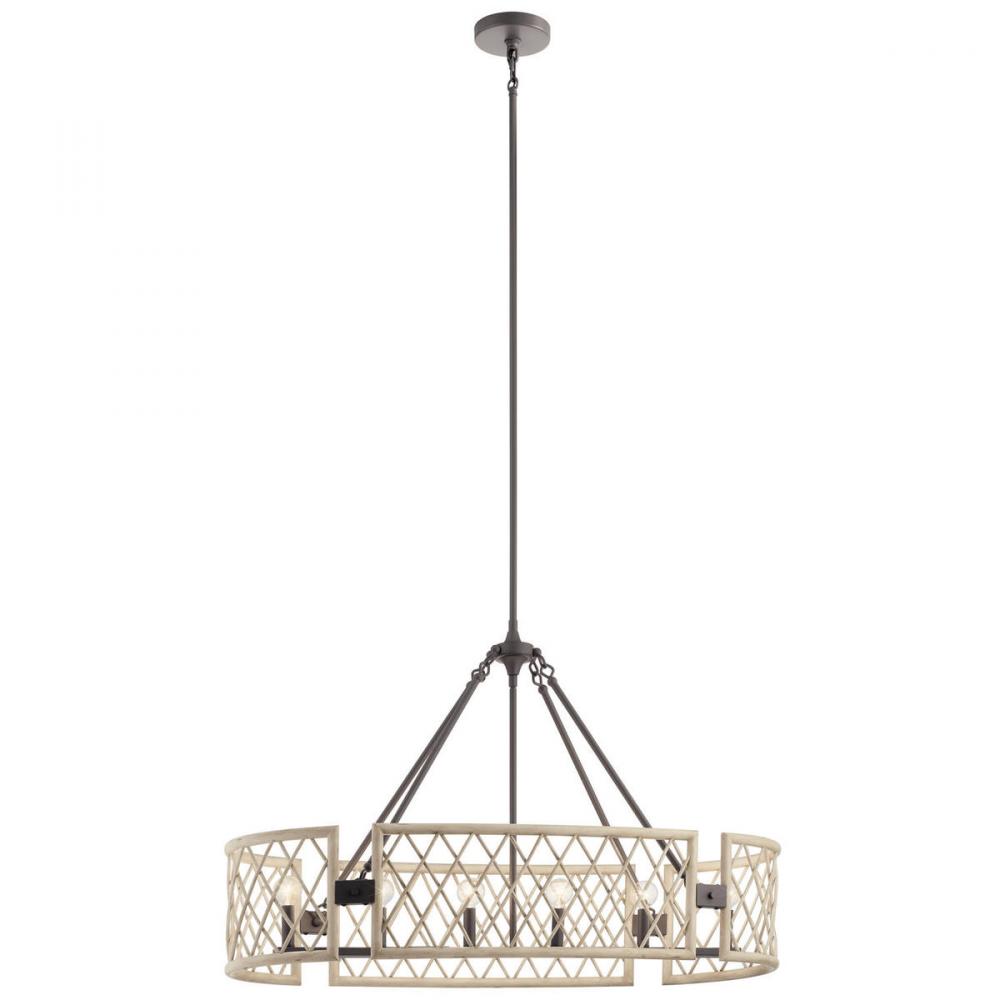 Oana™ 6 Light Oval Chandelier White Washed Wood