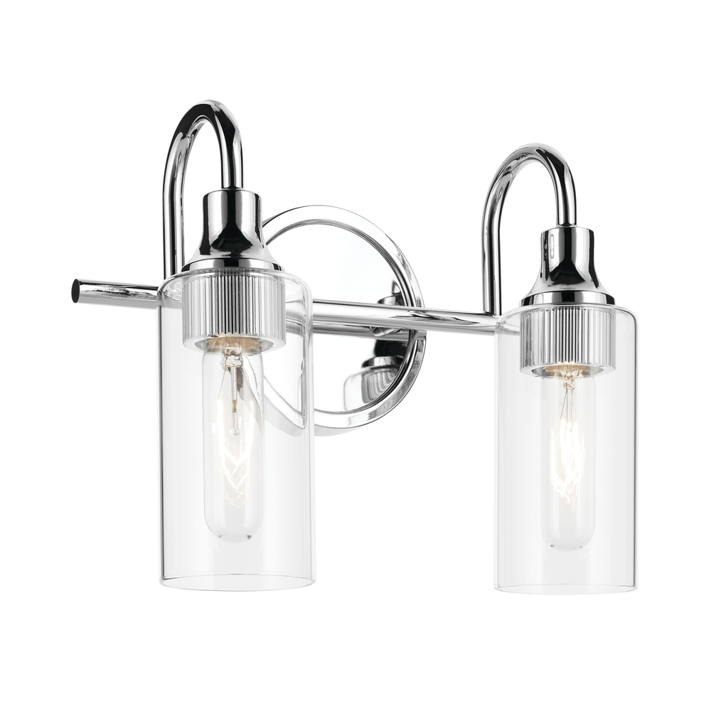 Kavi 12.5" 2-Light Vanity Light with Clear Glass in Chrome