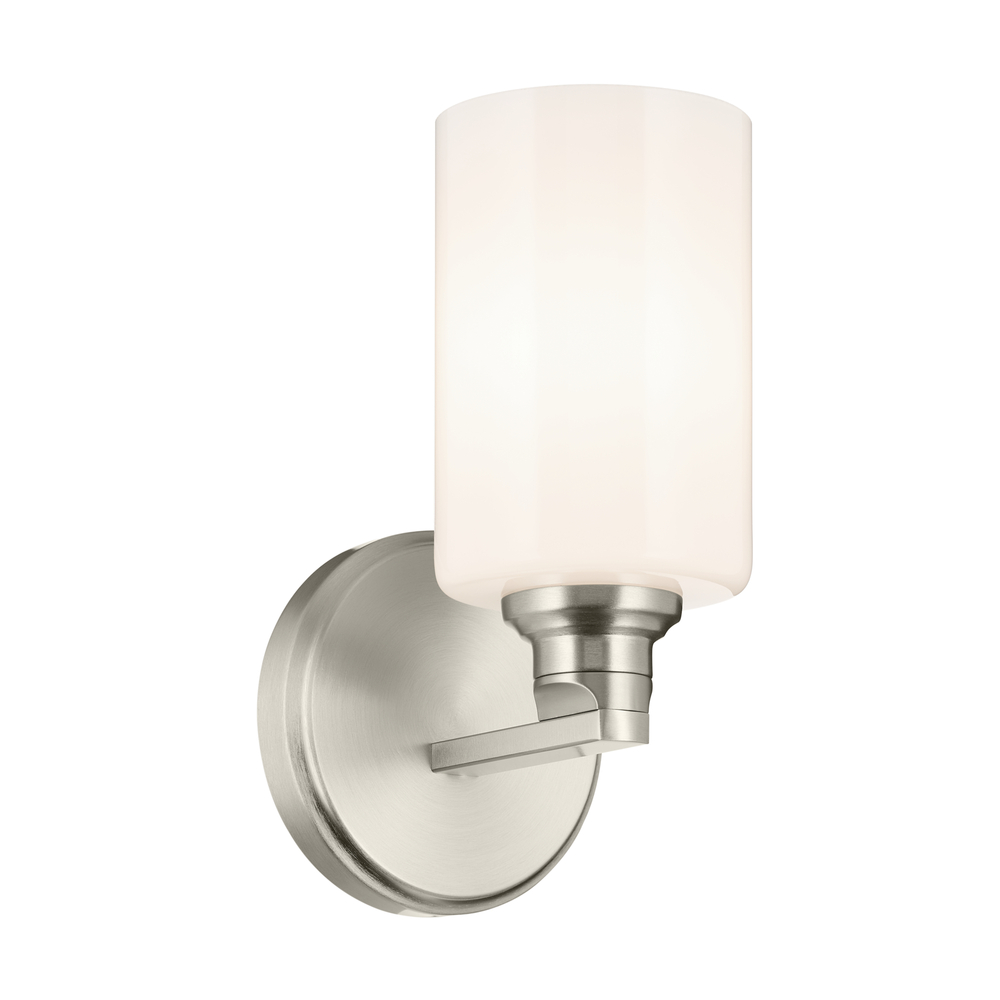 Gioe 9.5" 1-Light Wall Sconce with Opal Glass in Brushed Nickel