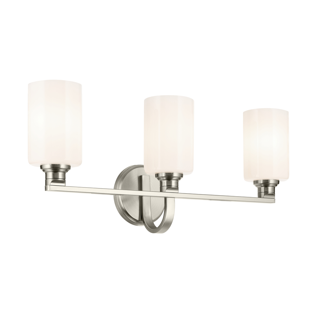 Gioe 24.25" 3-Light Vanity Light with Opal Glass in Brushed Nickel