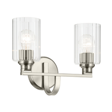 Kichler 55225NIFLU - Gioe 14.25" 2-Light Vanity Light with Clear Fluted Glass in Brushed Nickel