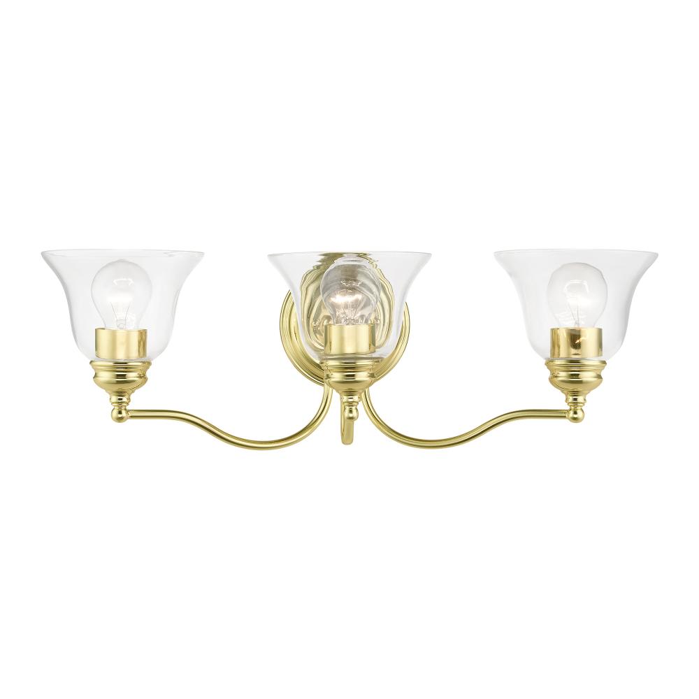 3 Light Polished Brass Vanity Sconce