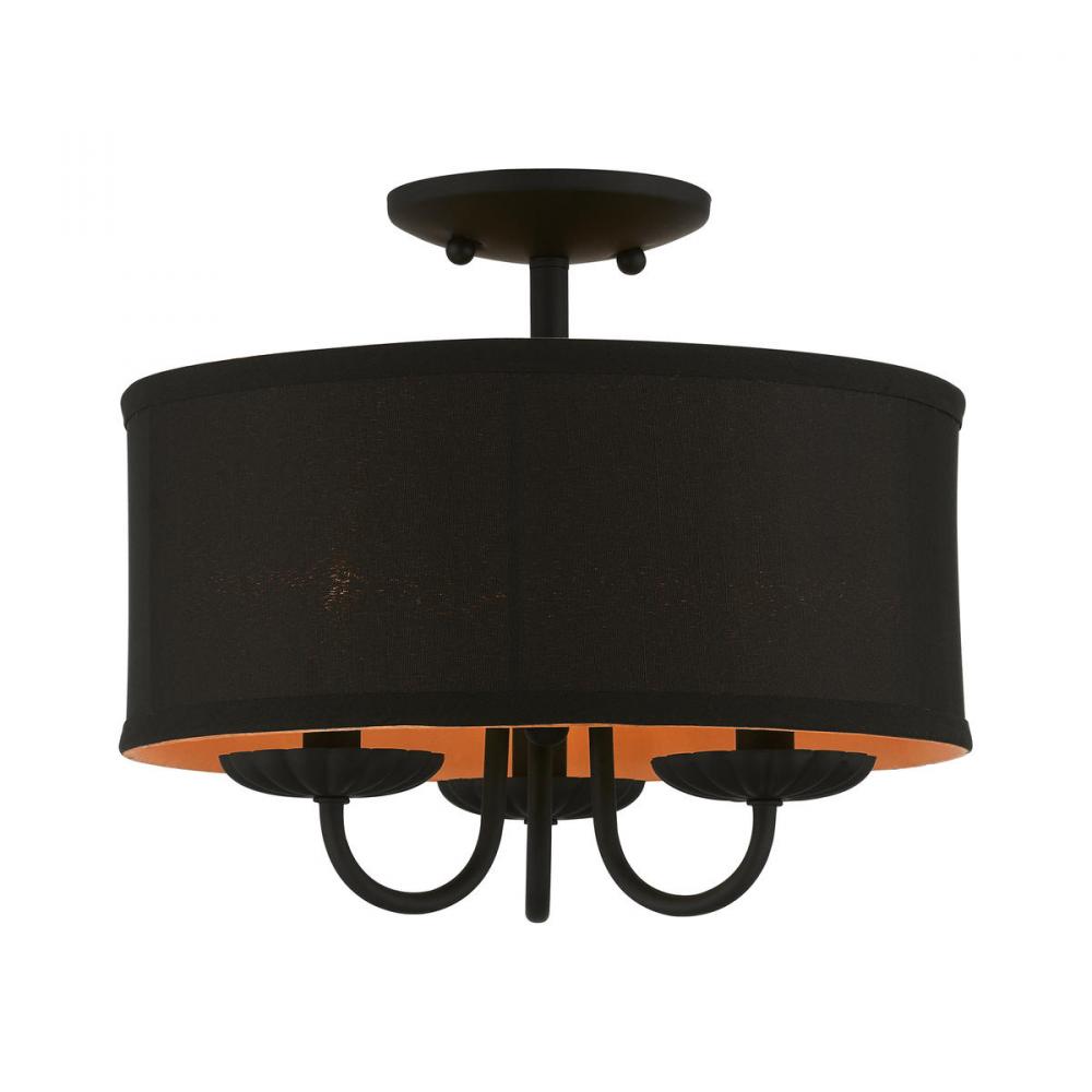 3 Light Black Semi-Flush Mount