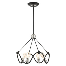 Livex Lighting 49733-14 - 4 Lt Textured Black with Brushed Nickel Accents Chandelier