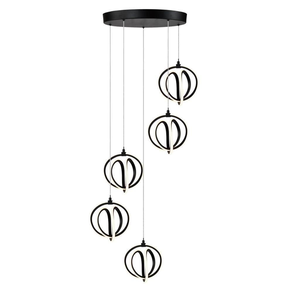 Rose 5 Light LED Chandelier Black