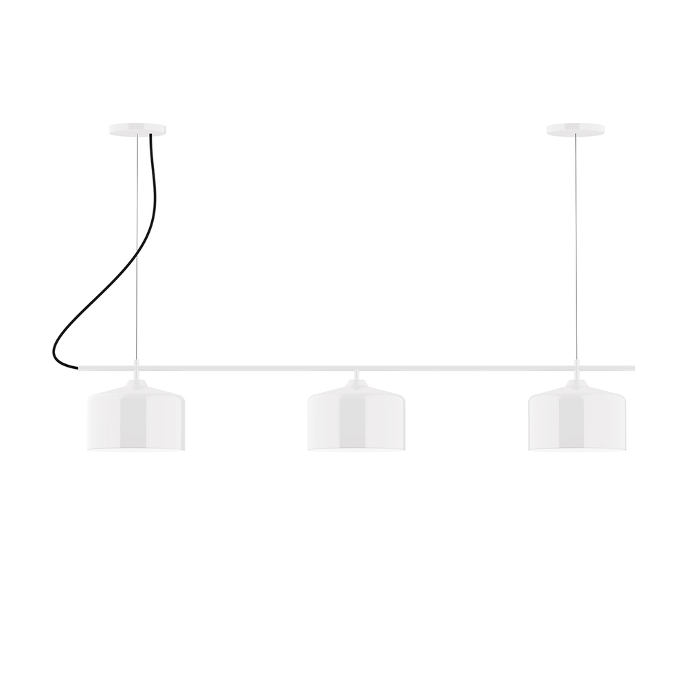 3-Light Linear Axis Chandelier, White