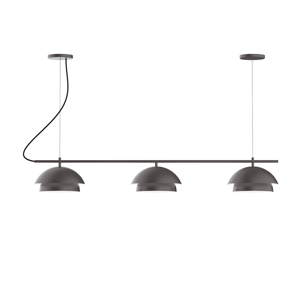 3-Light Linear Nest LED Chandelier, Bronze Matte