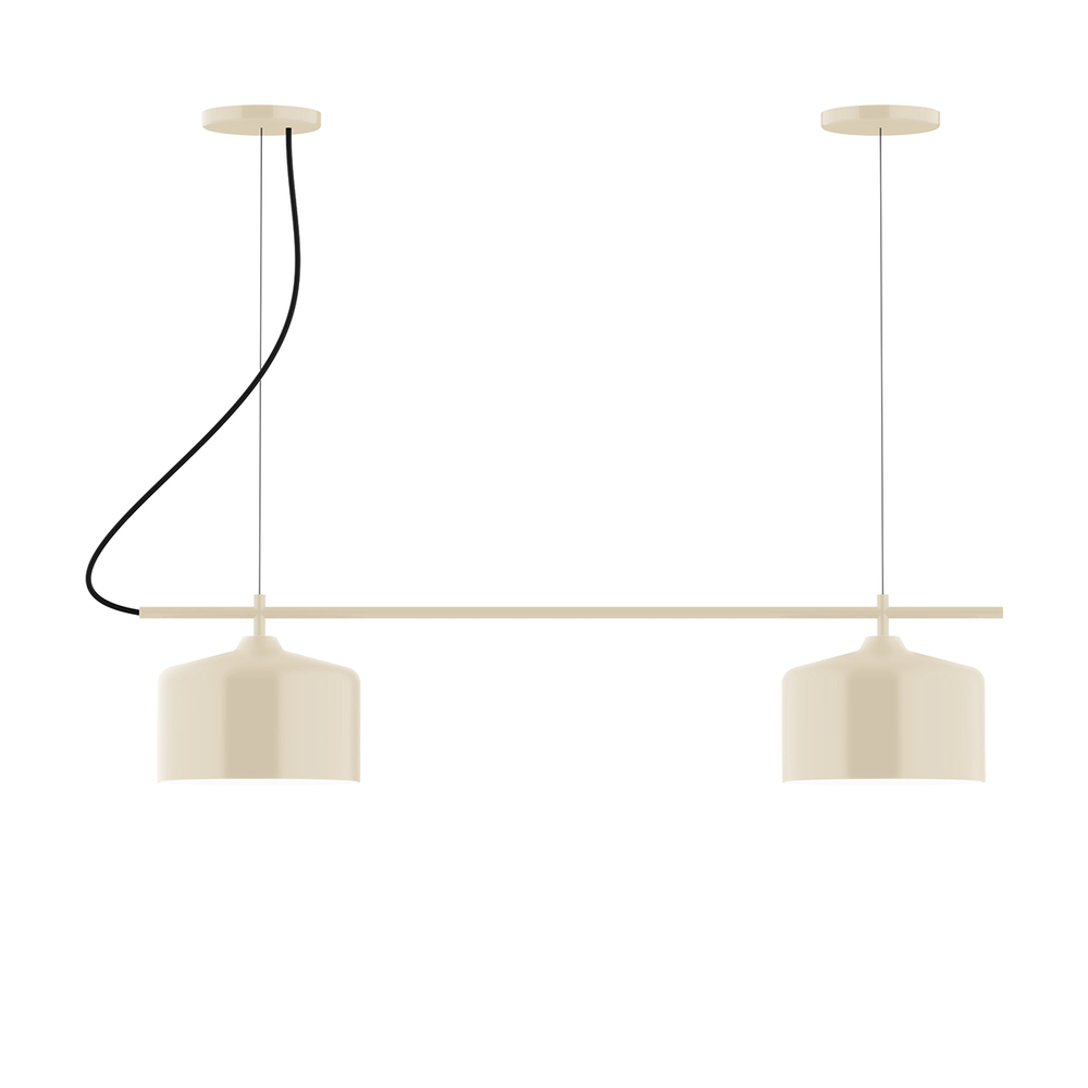 2-Light Linear Axis Chandelier, Cream