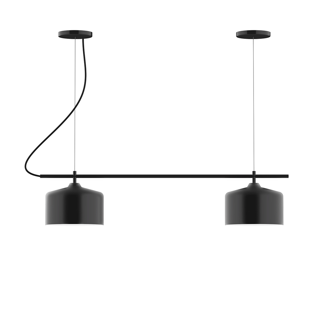 2-Light Linear Axis Chandelier with White SJT Cord, Black