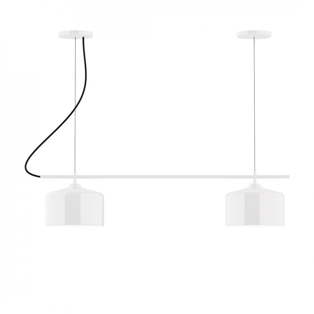 3-Light Linear Axis LED Chandelier with White SJT Cord, Mauve