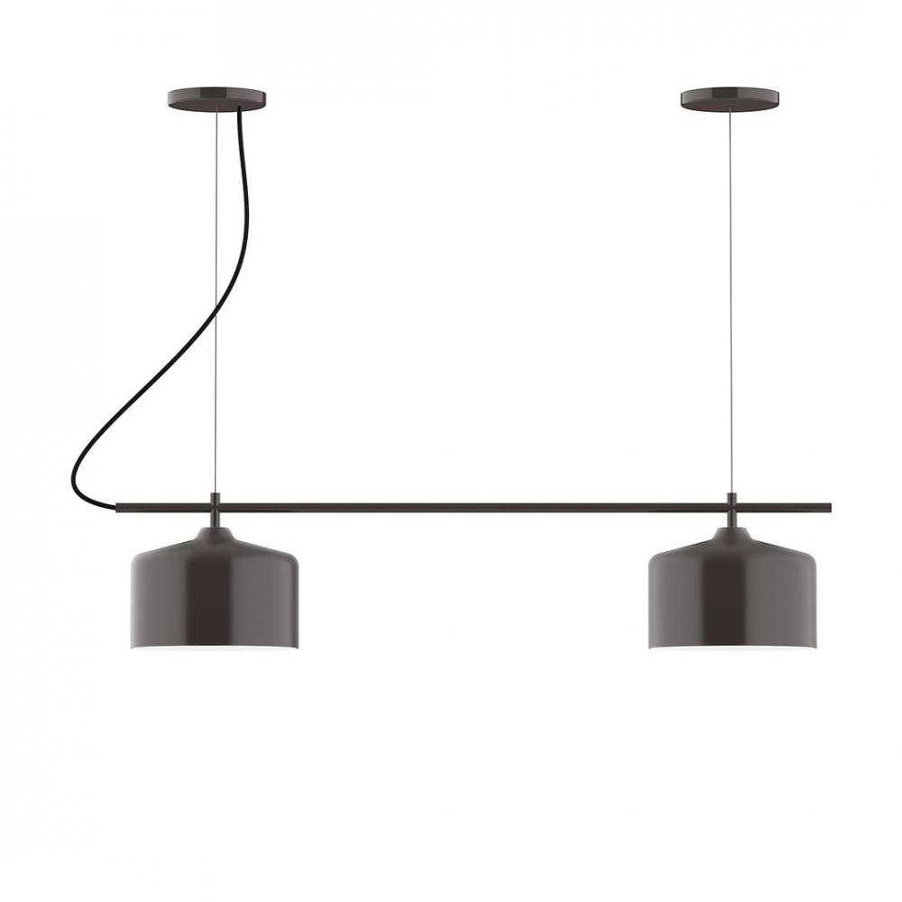 3-Light Linear Axis LED Chandelier with White SJT Cord, Slate Gray