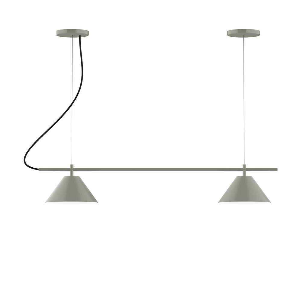 2-Light Linear Pinnacle LED Chandelier, Moss Green