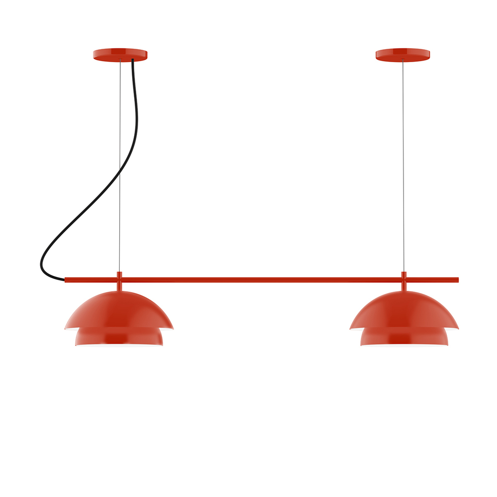 2-Light Linear Nest LED Chandelier with White SJT Cord, Vermillion