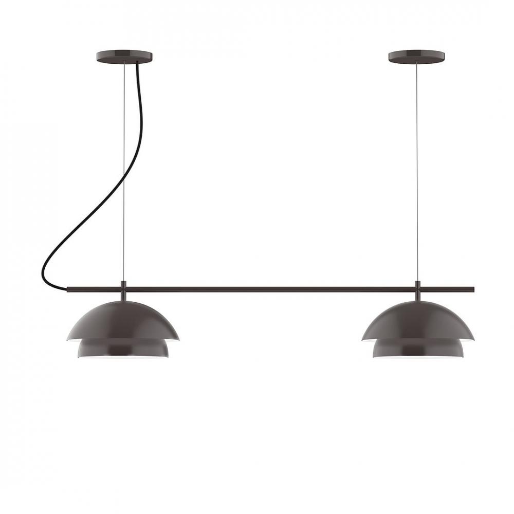 2-Light Linear Axis LED Chandelier with White SJT Cord, Slate Gray