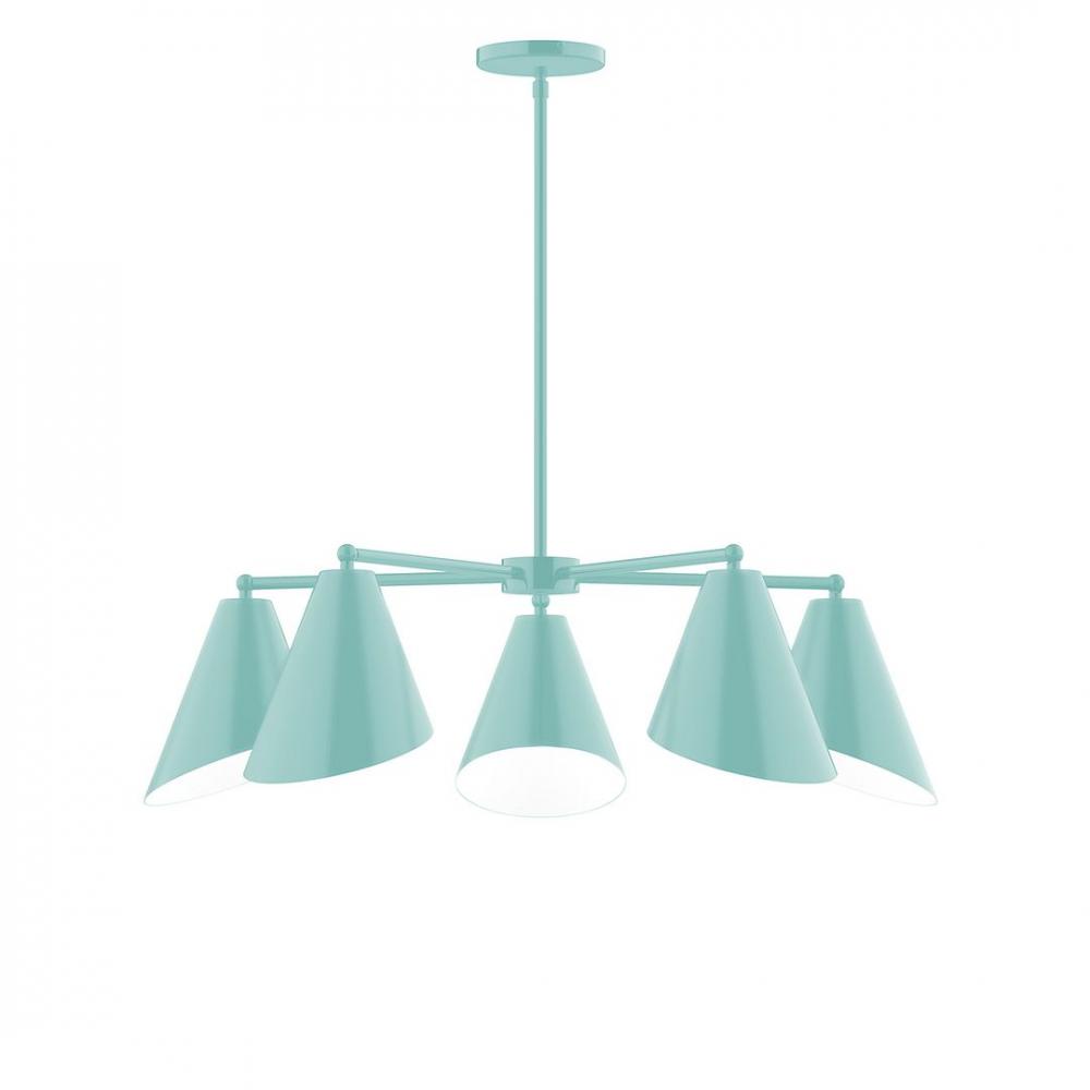 5-Light J-Series Chandelier, Sea Green