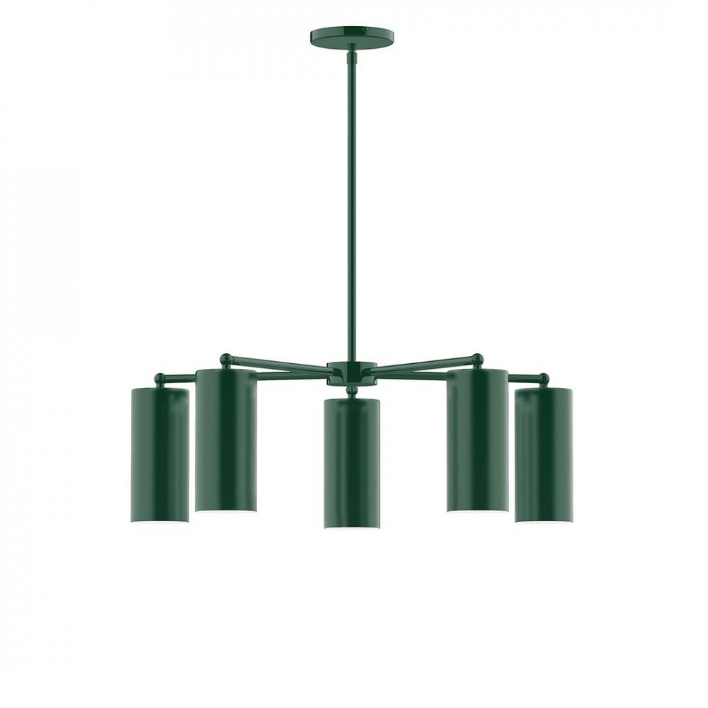 5-Light J-Series Chandelier, Forest Green