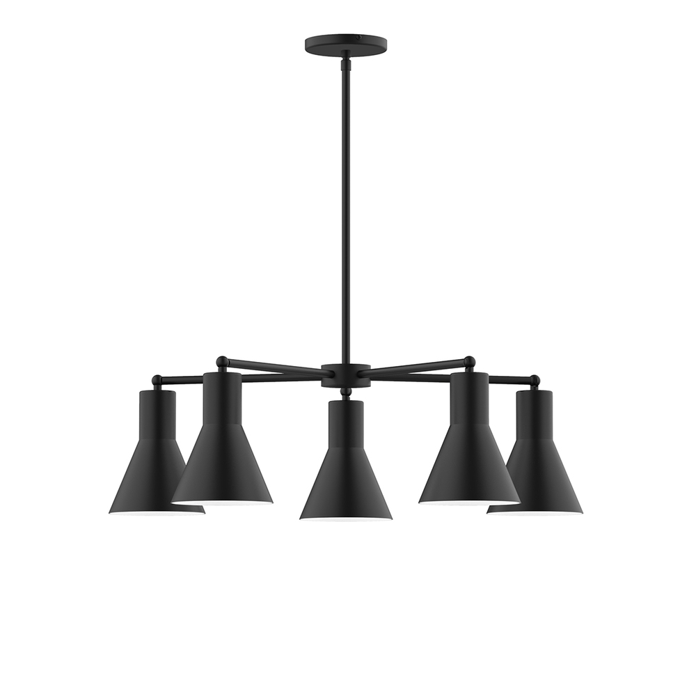 5-Light Flare Chandelier, Vermillion