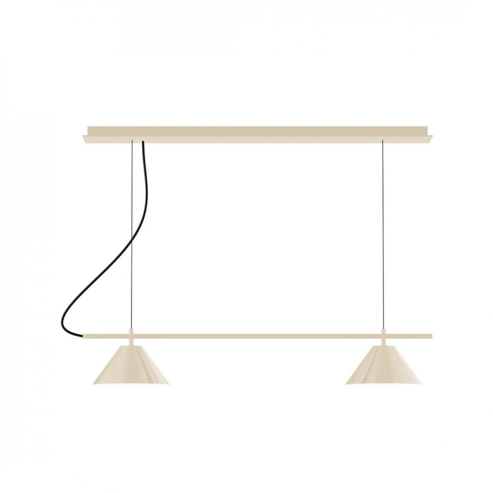 2-Light Linear Axis LED Chandelier with White SJT Cord, Cream