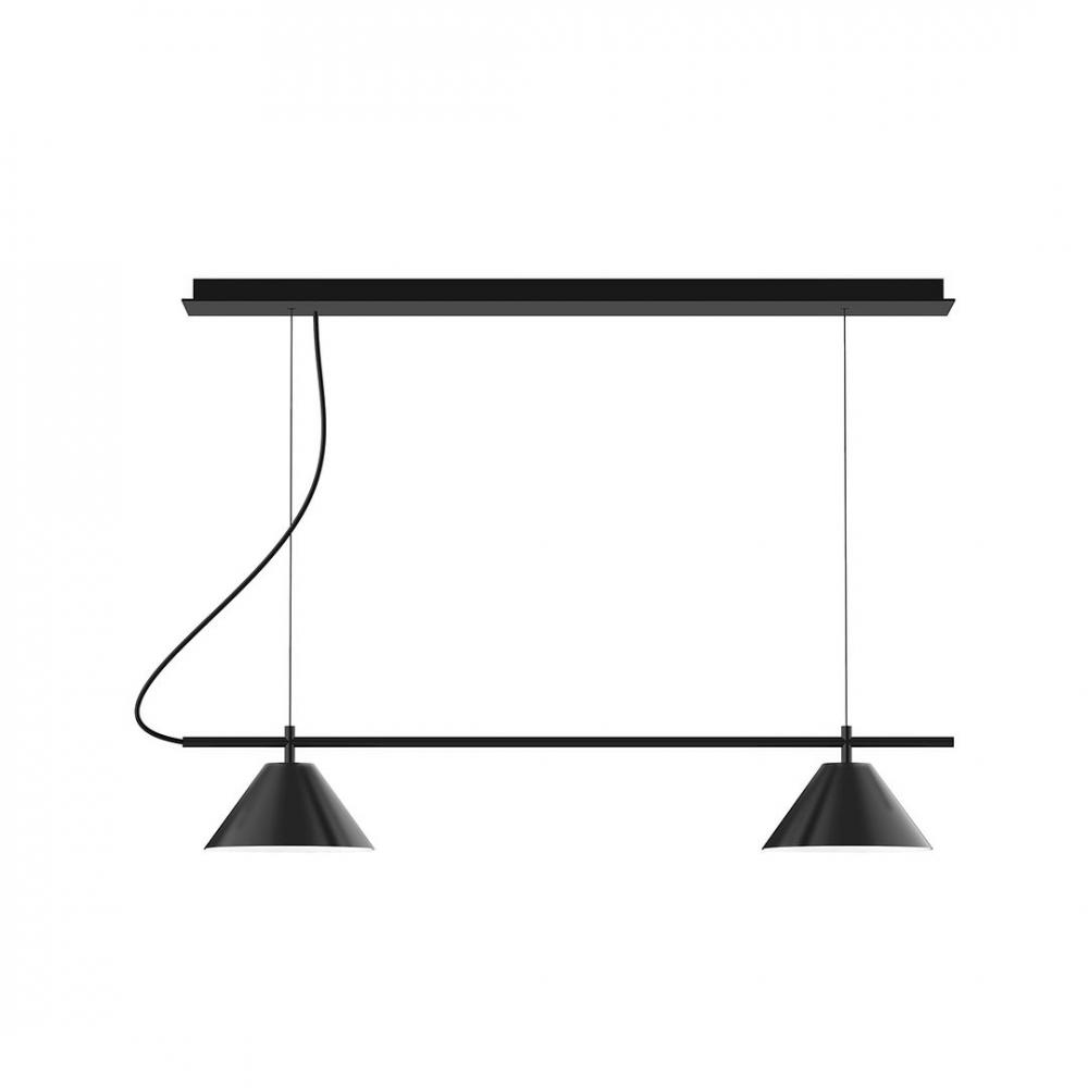 2-Light Linear Axis LED Chandelier, Black