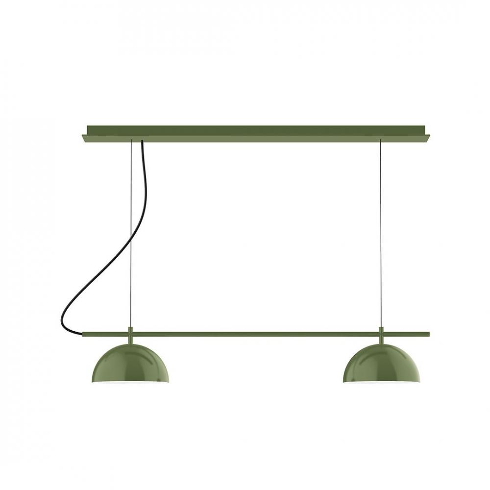 3-Light Linear Axis LED Chandelier, Fern Green