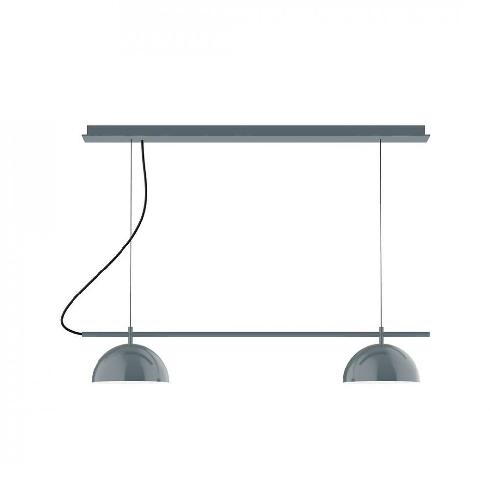 3-Light Linear Axis LED Chandelier with White SJT Cord, Slate Gray