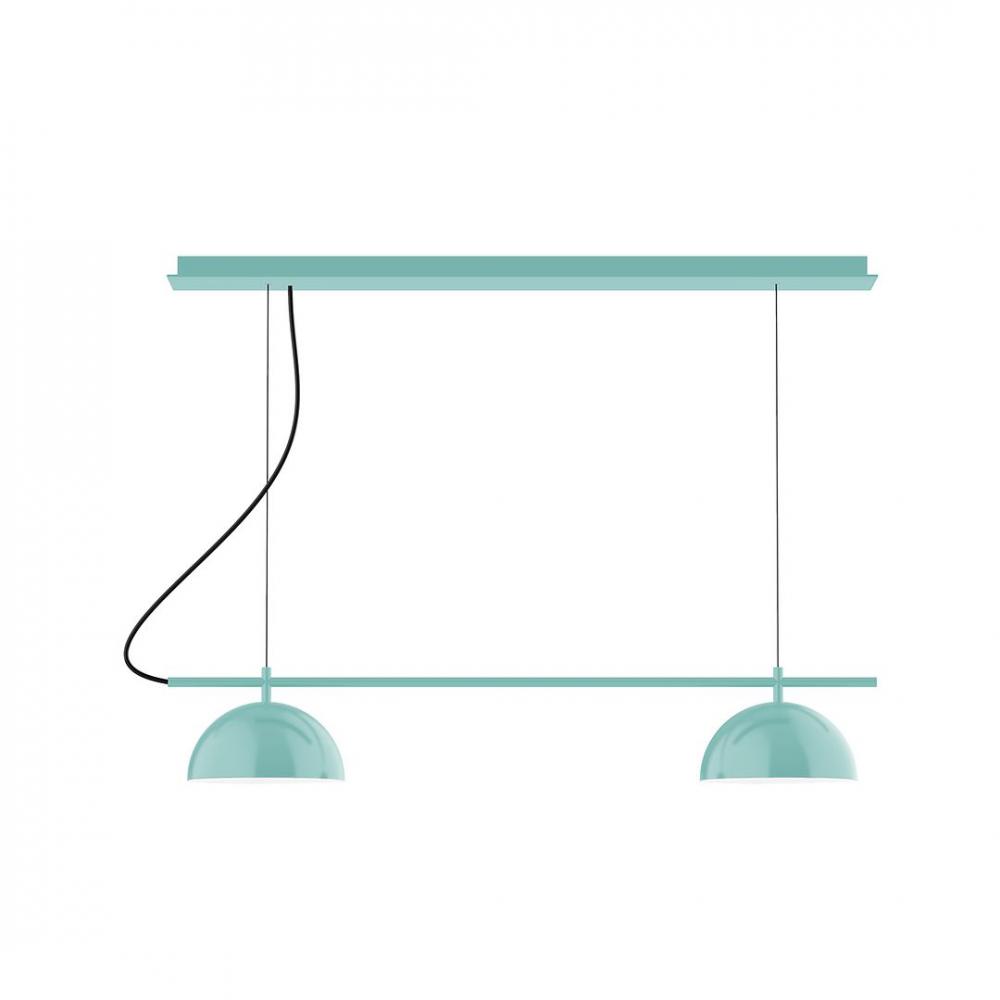 3-Light Linear Axis LED Chandelier with White SJT Cord, Sea Green