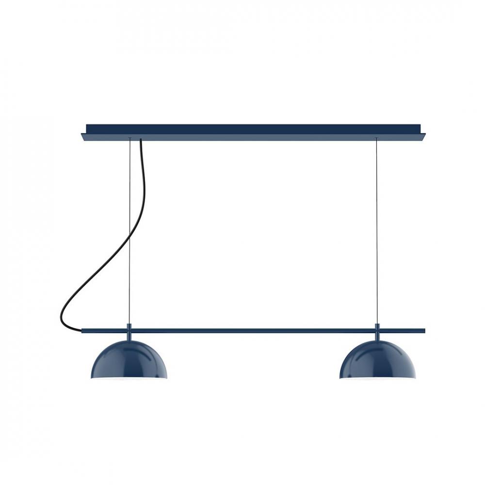 3-Light Linear Axis LED Chandelier with White SJT Cord, Navy