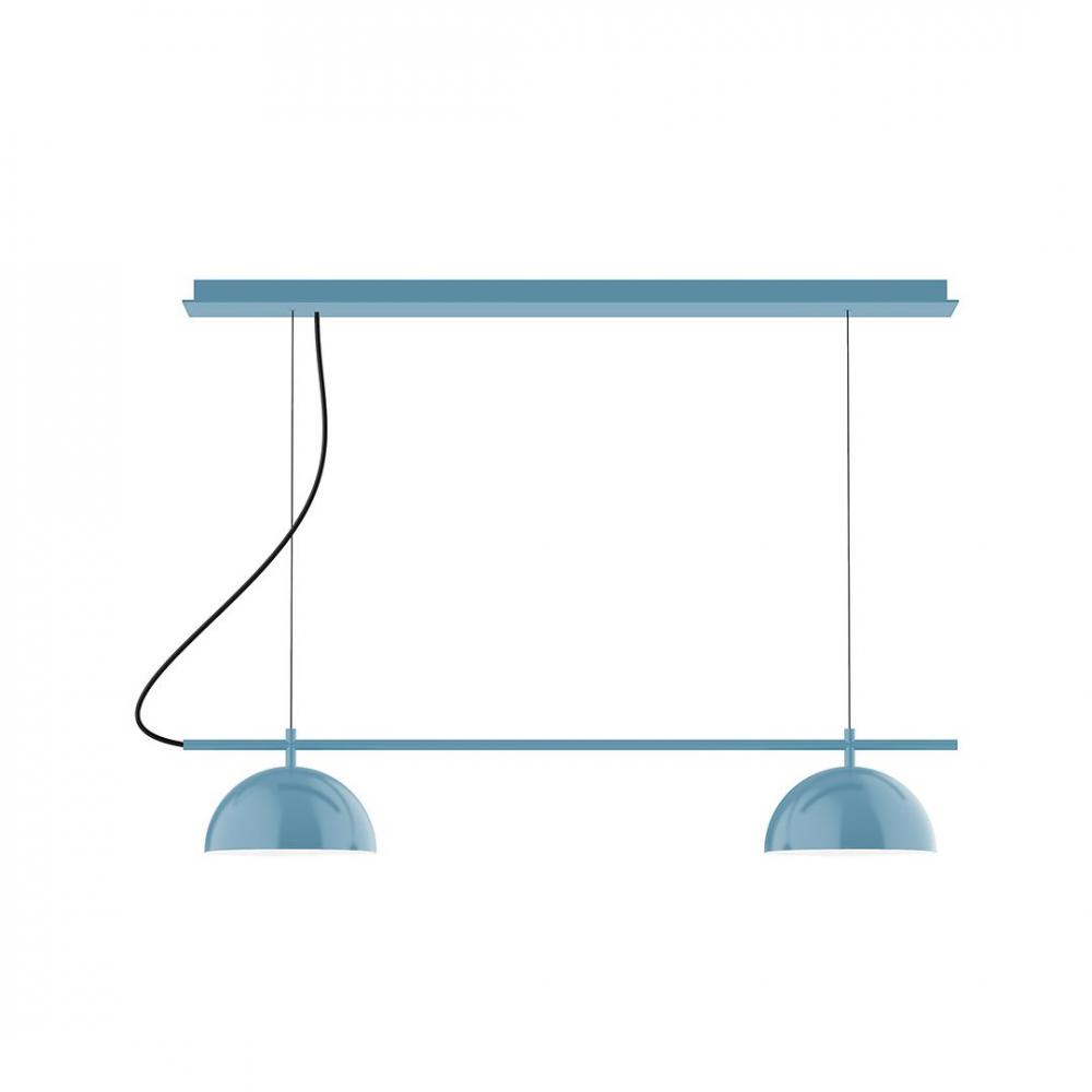 3-Light Linear Axis LED Chandelier with White SJT Cord, Light Blue