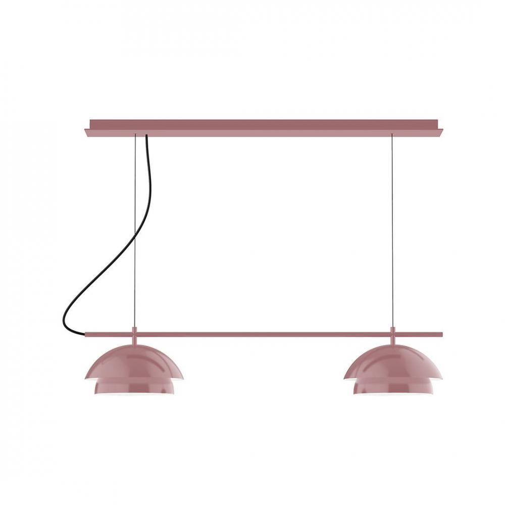 2-Light Linear Axis LED Chandelier with White SJT Cord, Mauve