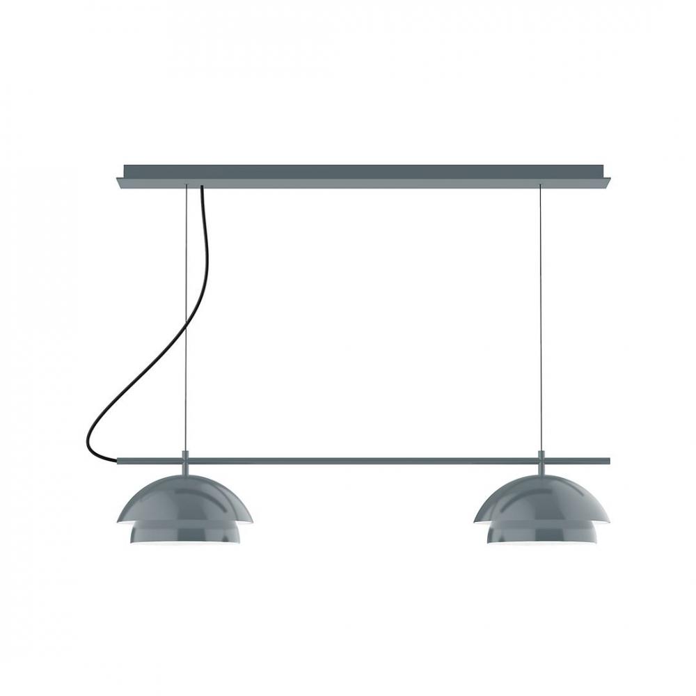 2-Light Linear Axis LED Chandelier, Slate Gray