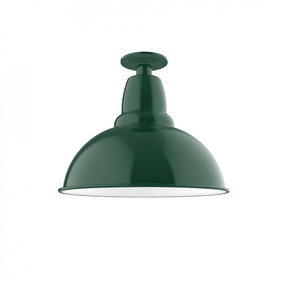 14" Cafe Flush Mount Light in Forest Green