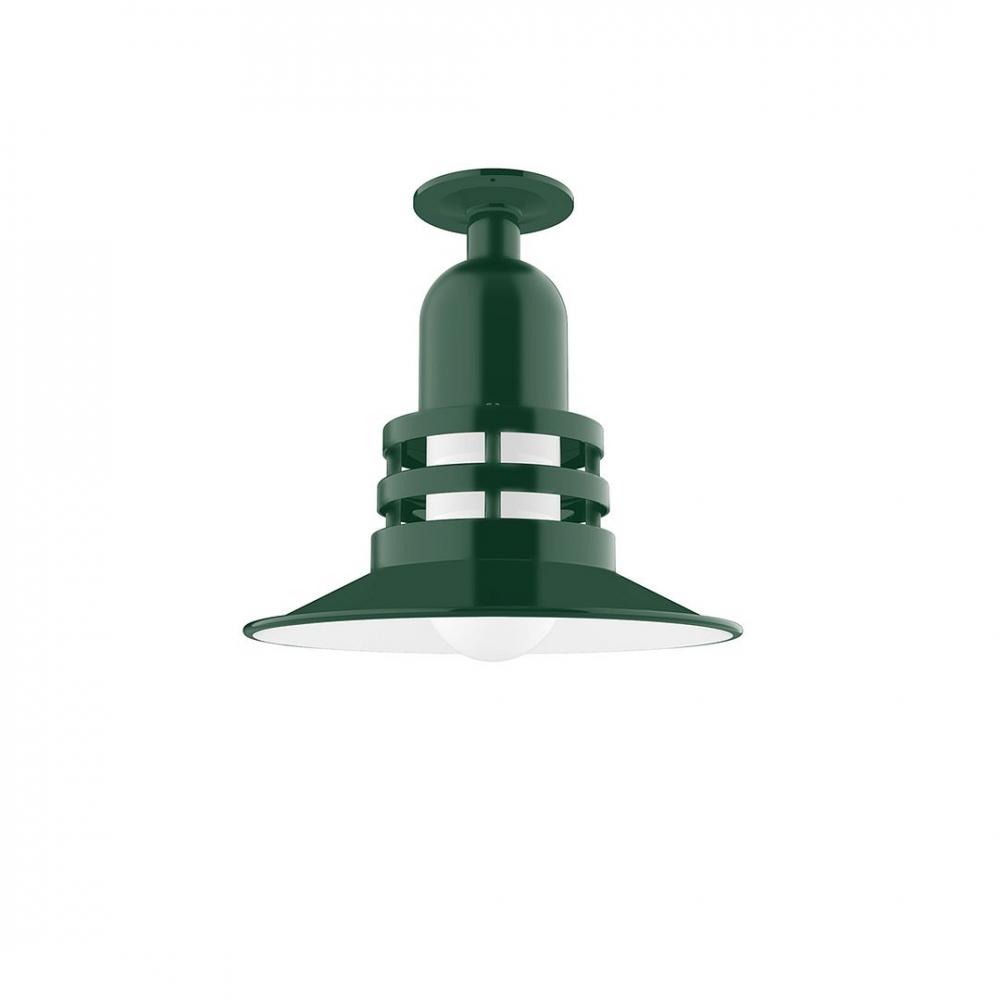 Atomic 12" Flush Mount Light in Forest Green