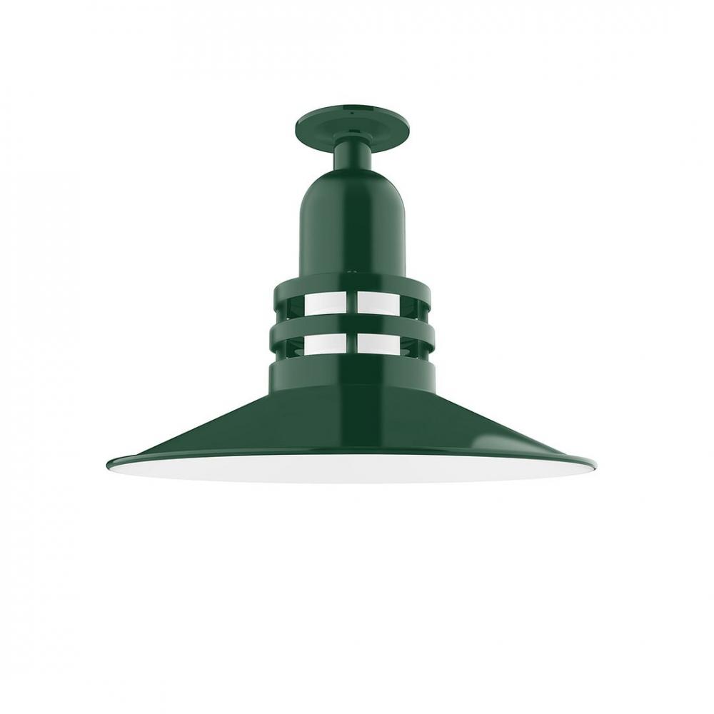 Atomic 16" Flush Mount Light in Forest Green