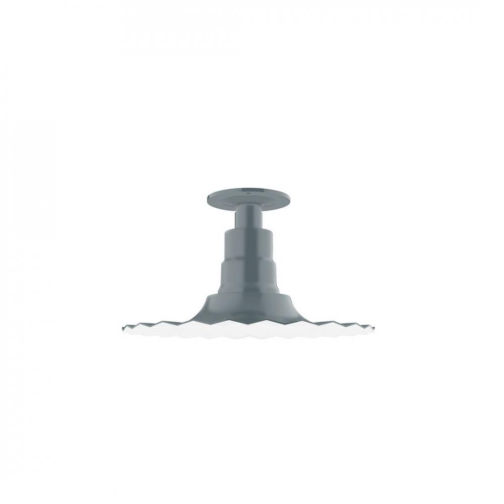 12" Radial shade, Flush Mount Light ceiling light with Frosted Glass and cast guard, Slate Gray