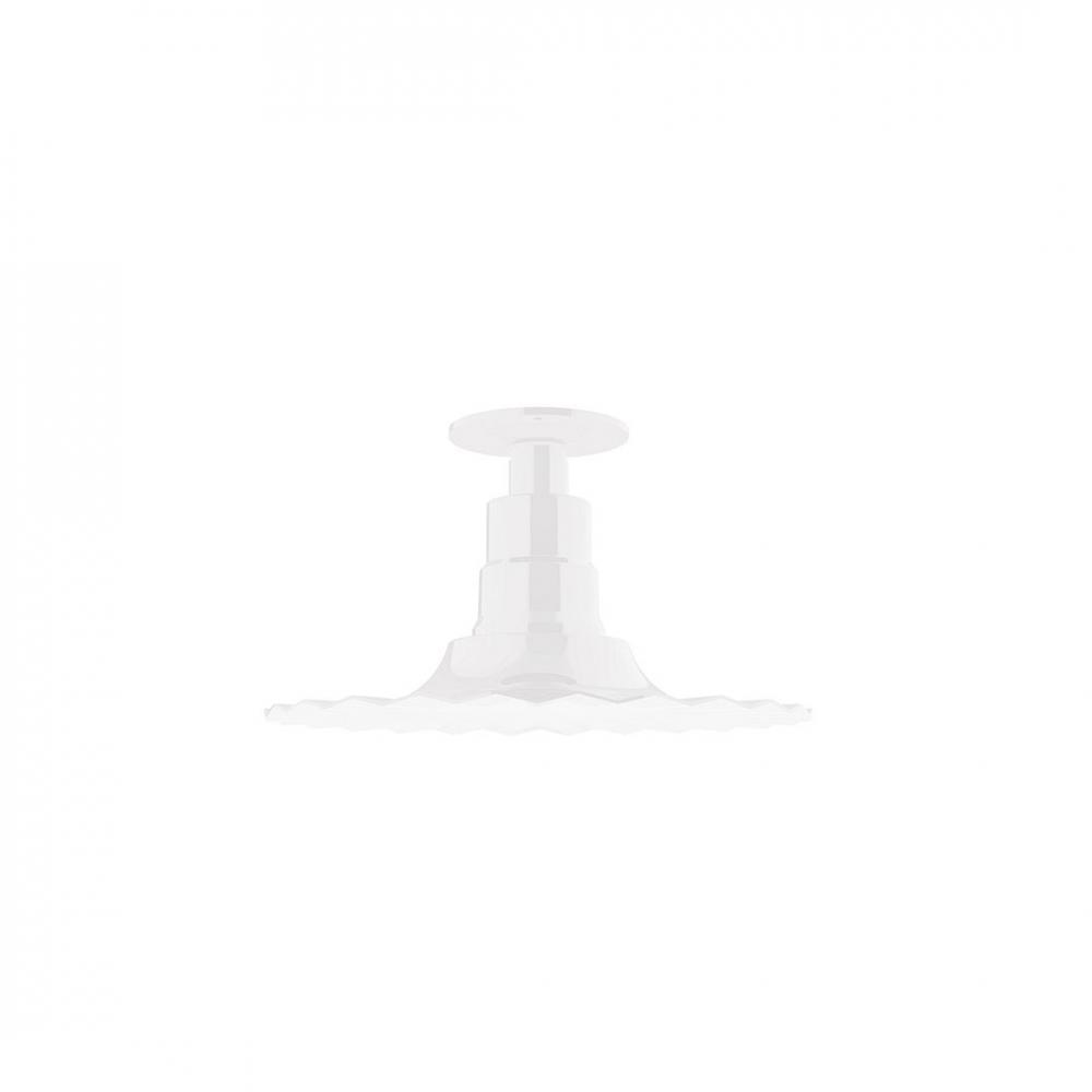 12" Radial shade, Flush Mount Light ceiling light with clear glass and cast guard, White