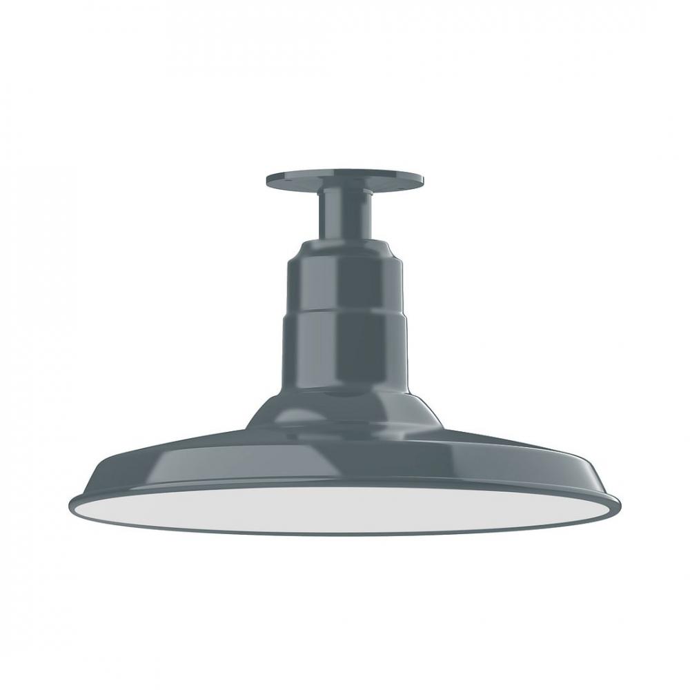 14" Warehouse shade, LED Flush Mount ceiling light, Slate Gray