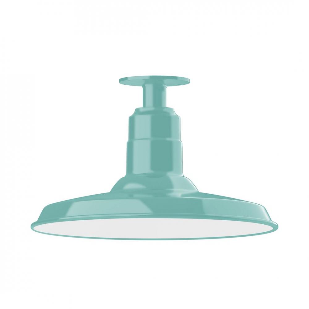 14" Warehouse shade, LED Flush Mount ceiling light, Sea Green