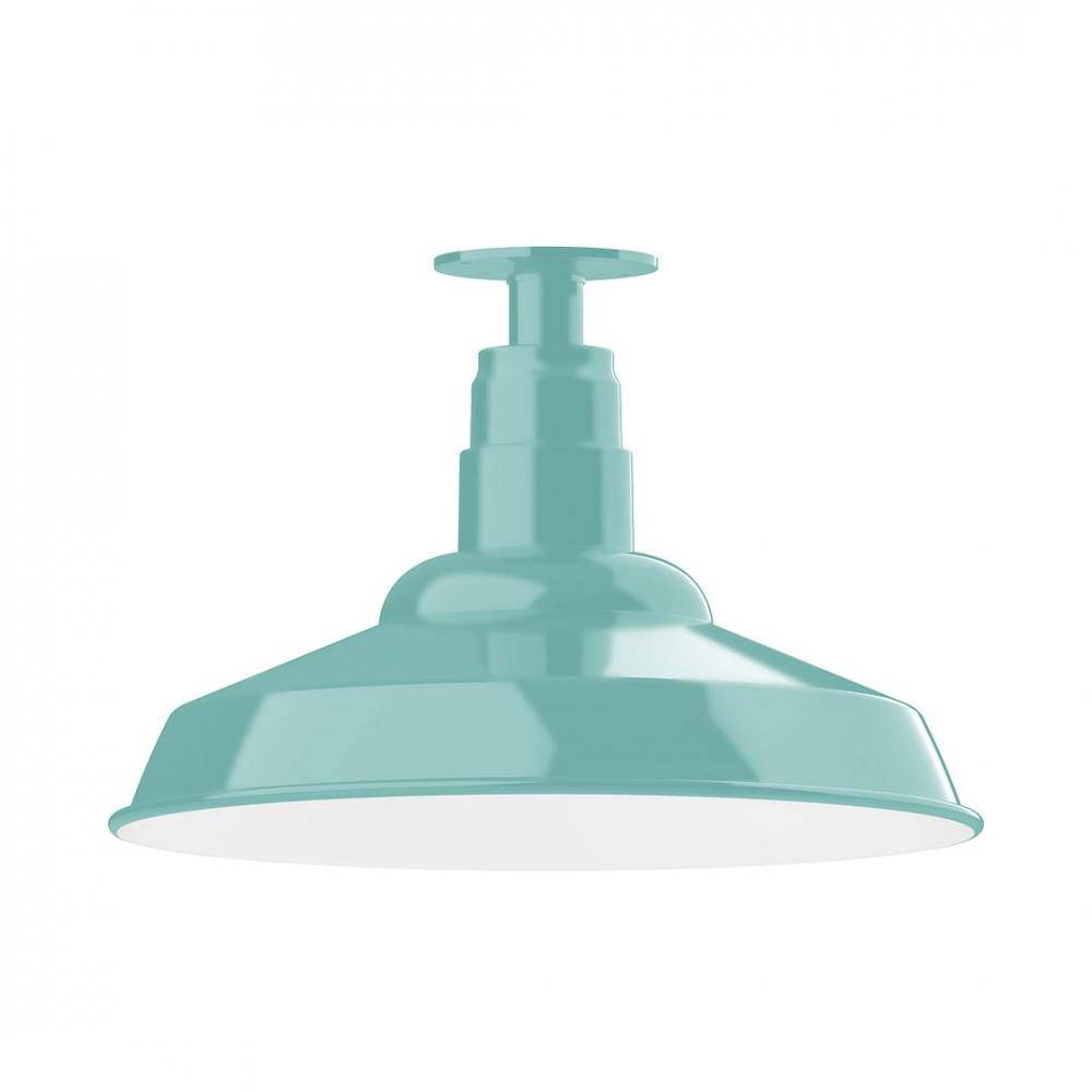 16" Warehouse shade, LED Flush Mount ceiling light, Sea Green