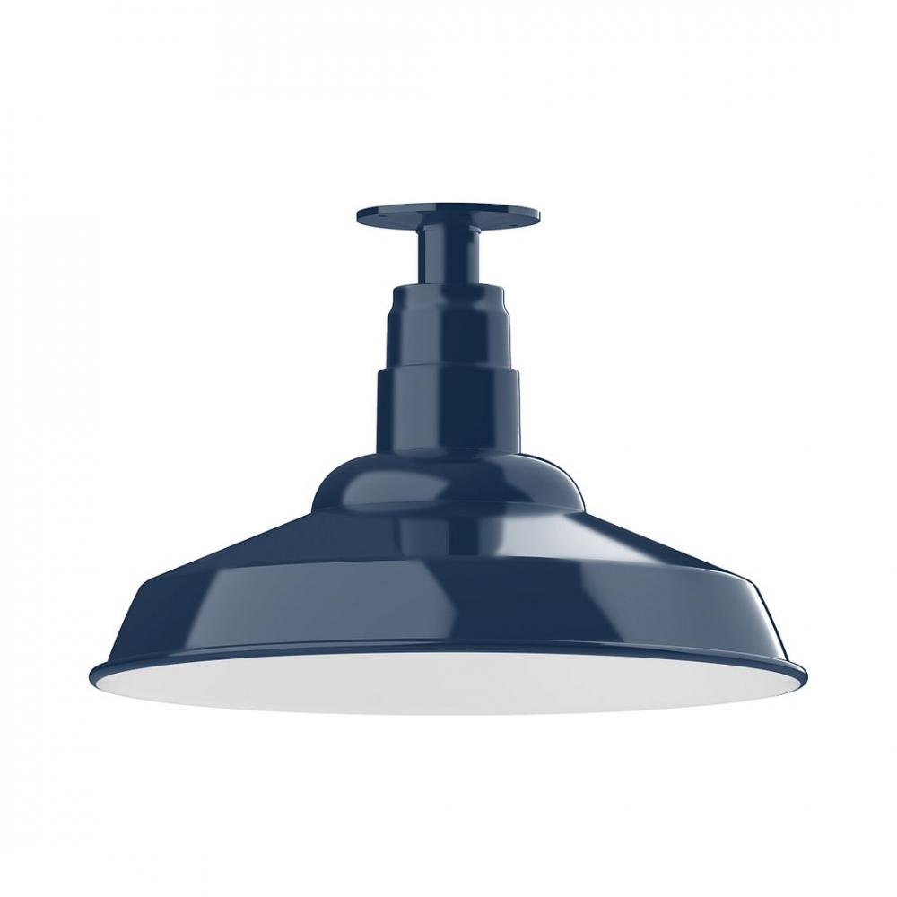 16" Warehouse shade, LED Flush Mount ceiling light, Navy