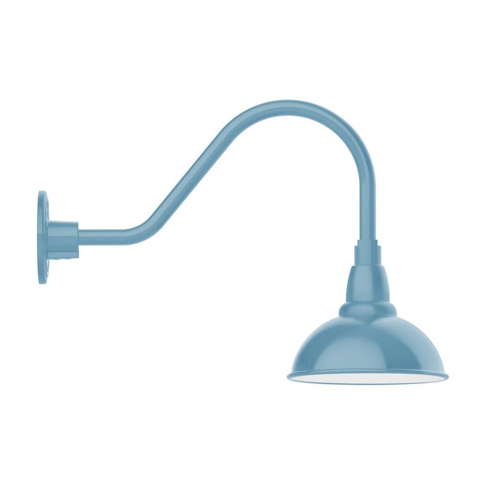 8" Cafe shade, LED Gooseneck Wall mount, Light Blue