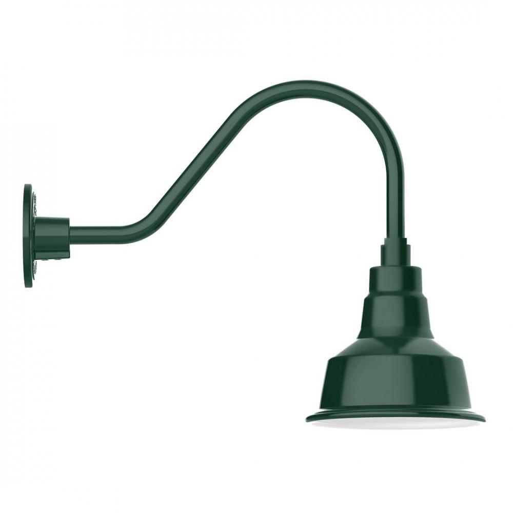 8" Warehouse shade, LED Gooseneck Wall mount, Forest Green