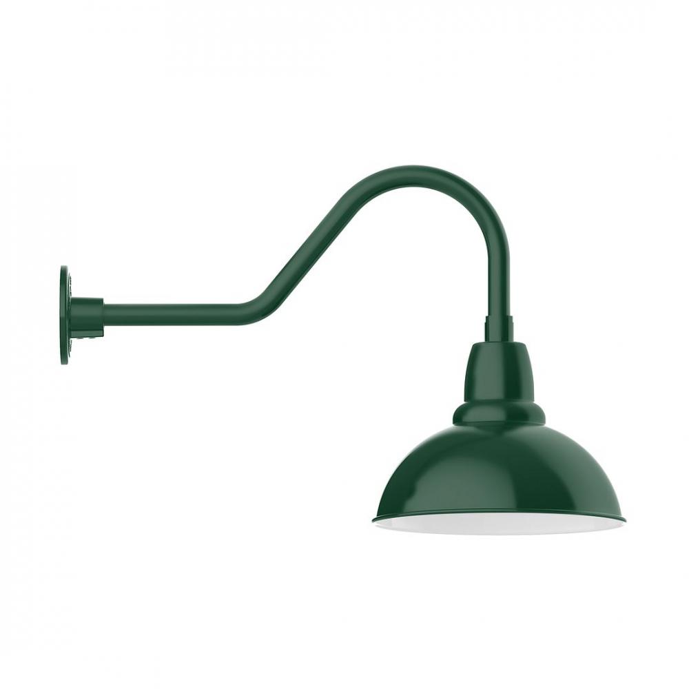 12" Cafe shade, LED Gooseneck Wall mount, Forest Green