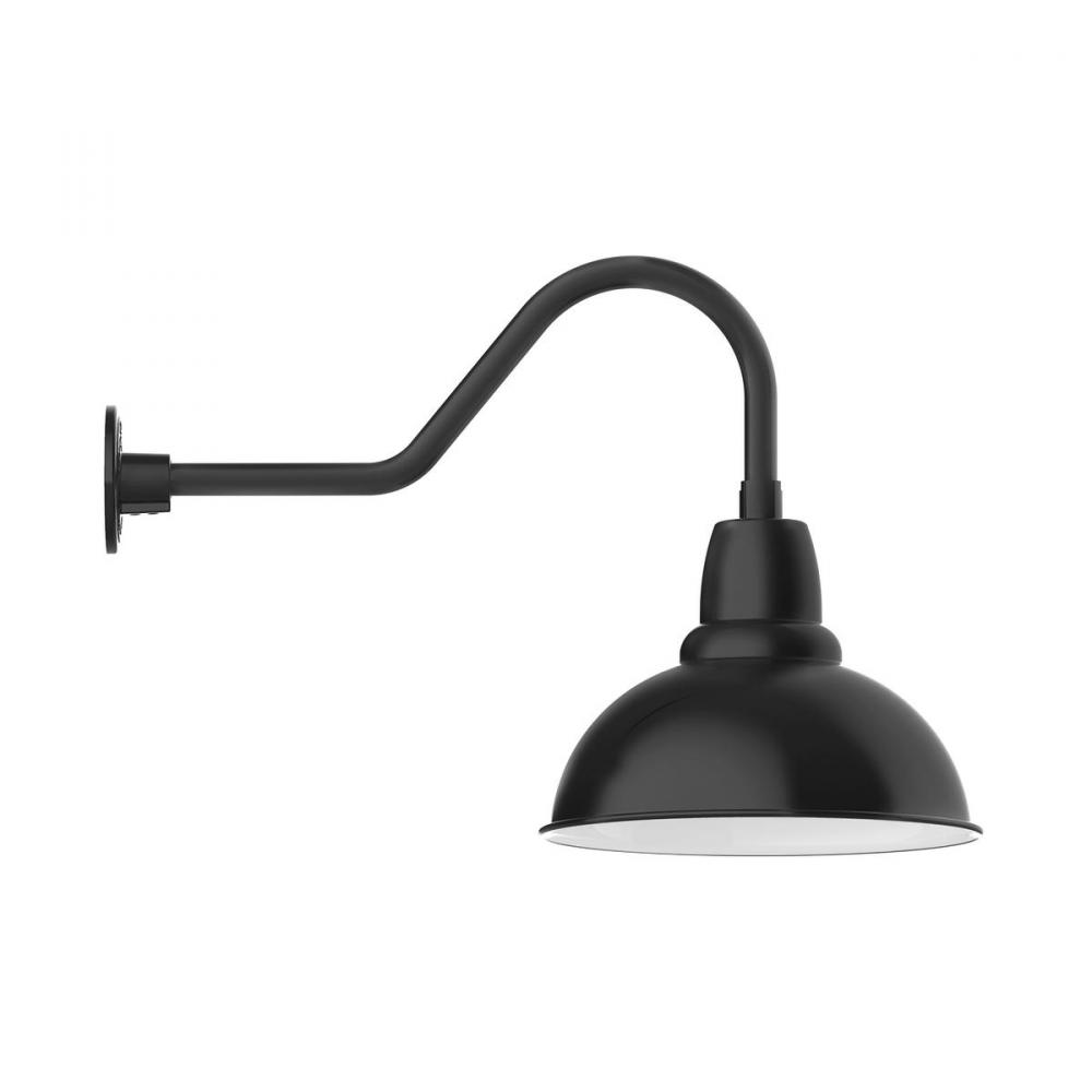 14" Cafe shade, gooseneck wall mount, Black