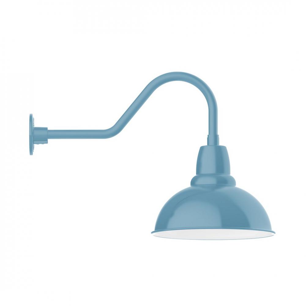 14" Cafe shade, LED Gooseneck Wall mount with wire grill, Light Blue